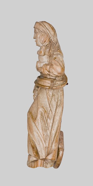Sculpture - Group in a wooden tabernacle - Blessed Virgin Mary with Jesus